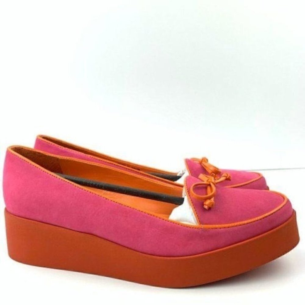 Bernardo Antwerp Platform size 7.5 neon pink suede